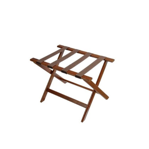 Deluxe Series Wood Luggage Rack, Dark Brown with Brown Straps